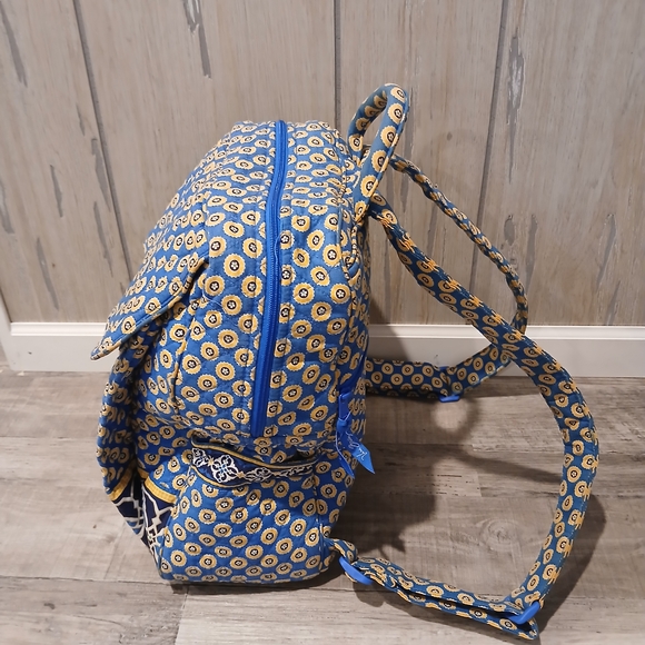 Vera Bradley Blue and Yellow Geometric Backpack - Picture 3 of 10